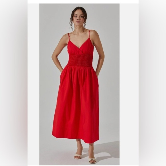 Astr Red Spaghetti Strap Sundress for Weddings - Picture 5 of 11